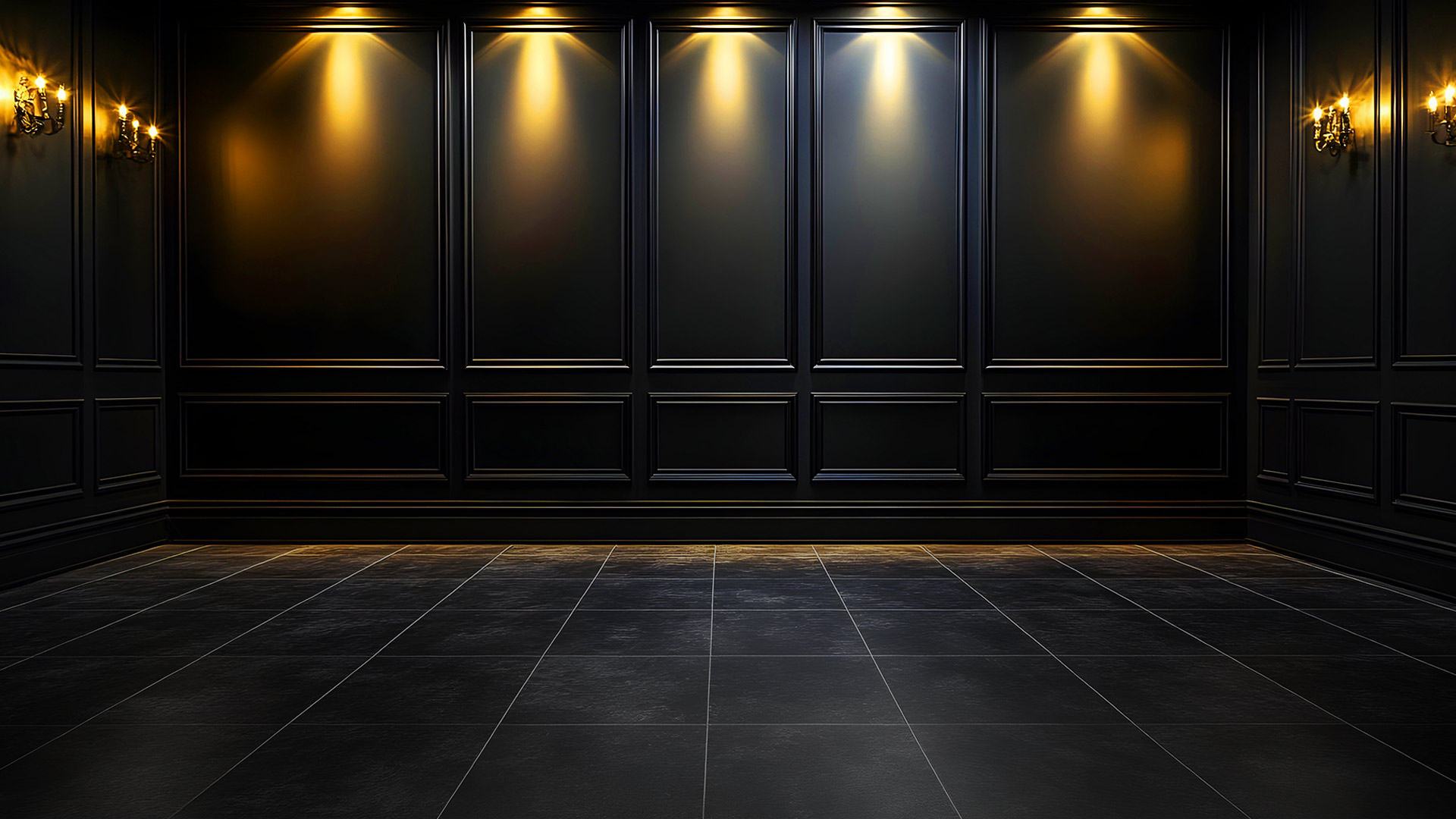 Power of Ten salon background with symmetrical spotlights